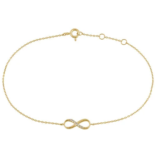 Sparkling gem bracelet-Solid 14K Yellow Gold CZ Infinity Bracelet