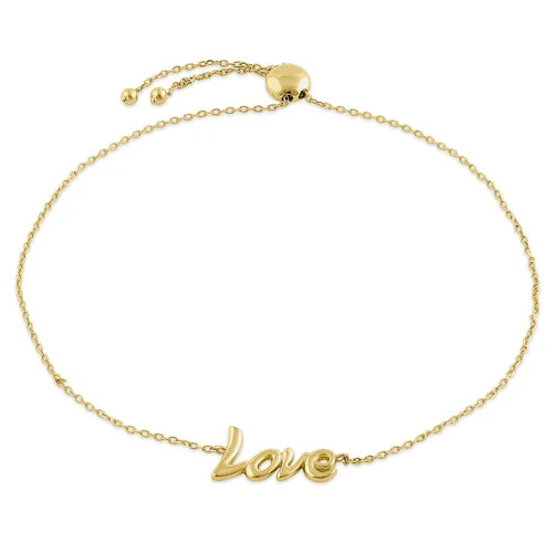 Buried bracelet-Solid 14K Yellow Gold "Love" Bracelet