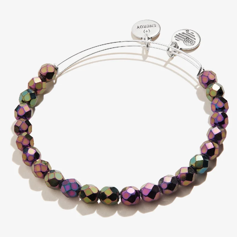 Peaked ridge bracelet-Solstice Beaded Bangle, Eggplant