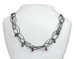 Brushed steel necklace-Special  - Chain and Crystal Necklace #AR85400-1