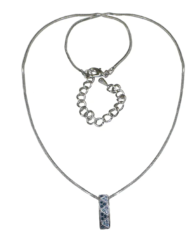 Wire-curve necklace-Necklace Chain and Pendant  Rhodium Snake Design Chain with Extension #AR85750-1