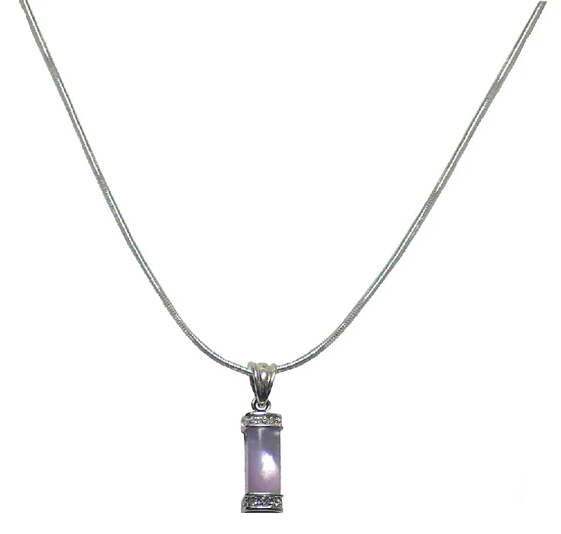 Light weave necklace-NAR800-3 Bella Rhodium Plated Necklace Chain and Mother of Pearl Pendant Lovely Lavender  #AR85800-3