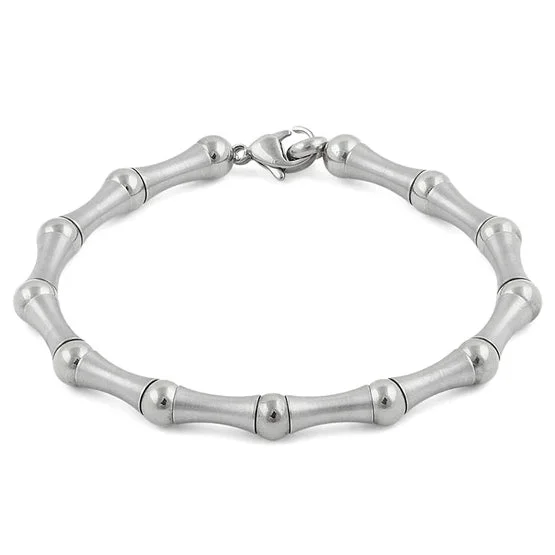 Open-slot bracelet-Stainless Steel Bead and Bar Bracelet