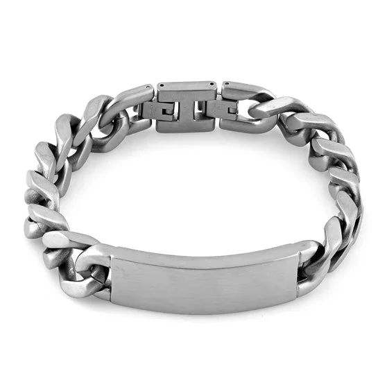 Clean cut bracelet-Stainless Steel ID Reptile Curb Link Bracelet