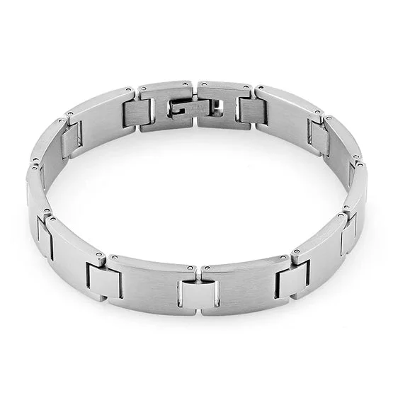 Brushed steel bracelet-Stainless Steel Link Bracelet