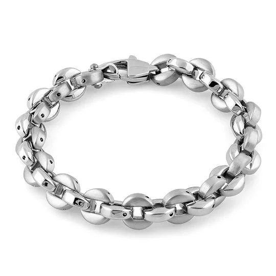 Fine-cut bracelet-Stainless Steel Round Link Bracelet