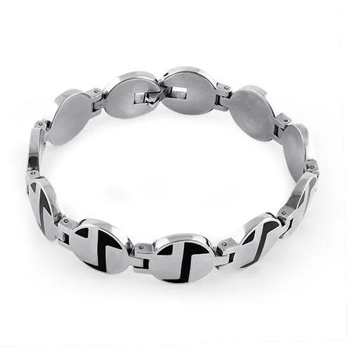 Worn-rim bracelet-Stainless Steel Round Modern Design Bracelet