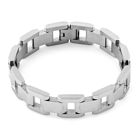 Sun glow bracelet-Stainless Steel Thick Link Bracelet