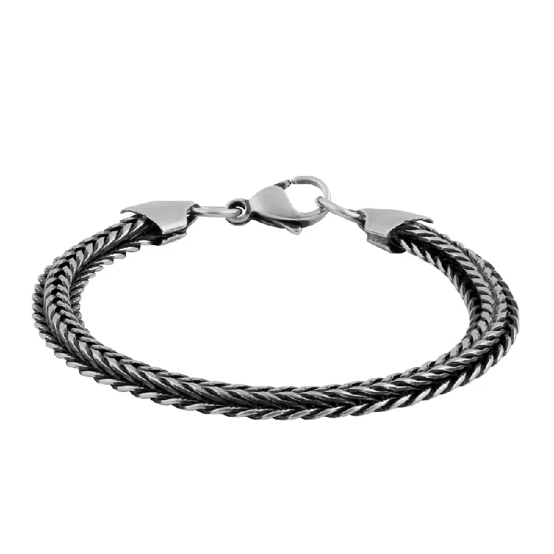 Bloom-bud bracelet-Stainless Steel Thin Antique Finish Bracelet