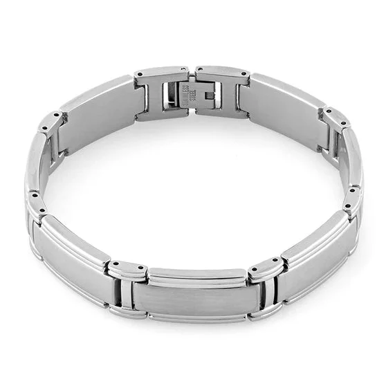 Sparkling link bracelet-Stainless Steel Wide Link Bracelet