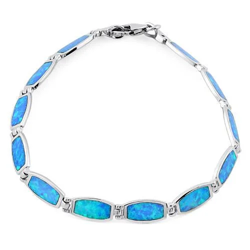 Lush gold bracelet-Sterling Silver Blue Lab Opal Bracelet