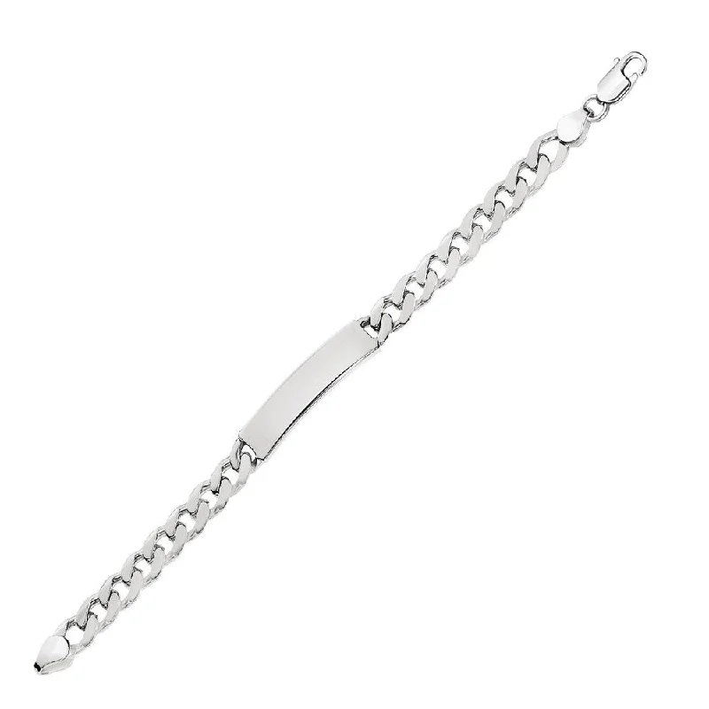 Hovering stone bracelet-Sterling Silver ID Men's Bracelet with Curb Style Chain