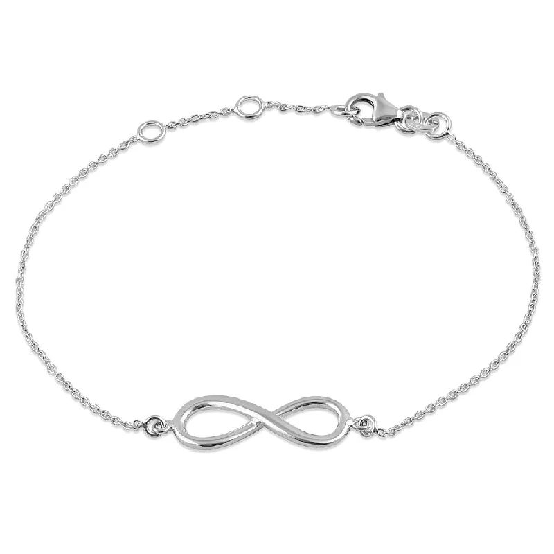 Deep obsidian bracelet-Sterling Silver Infinity Bracelet