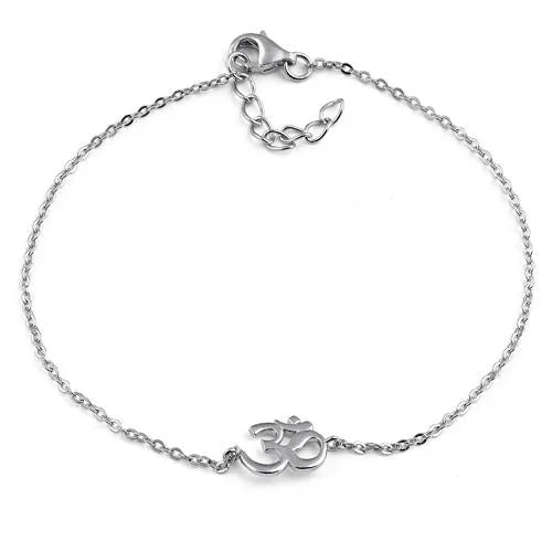 Natural sapphire bracelet-Sterling Silver Om Bracelet