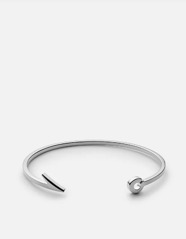 Floating diamond bracelet-Thin Fish Hook Cuff, Sterling Silver