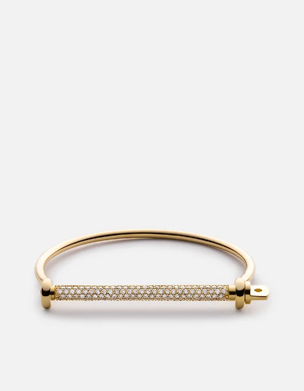 Shimmering platinum bracelet-Thin Screw Cuff, Gold Vermeil/Sapphire