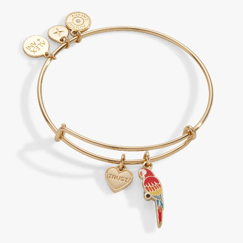 Stamped design bracelet-Trust Parrot Duo Charm Bangle