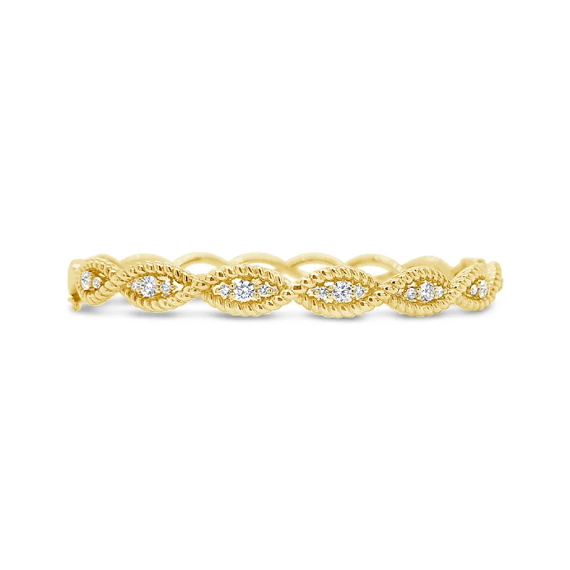 Heavy gold bracelet-Diamond Twisted Rope Bangle Bracelet