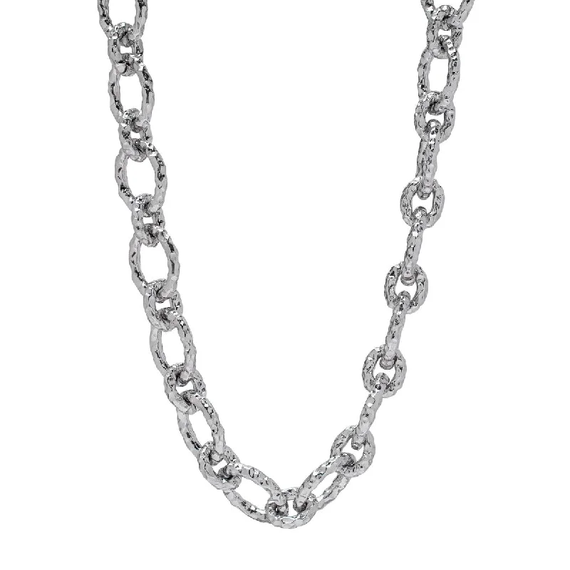 Brushed steel necklace-Victoria Townsend Silver Plated Textured Chain Necklace