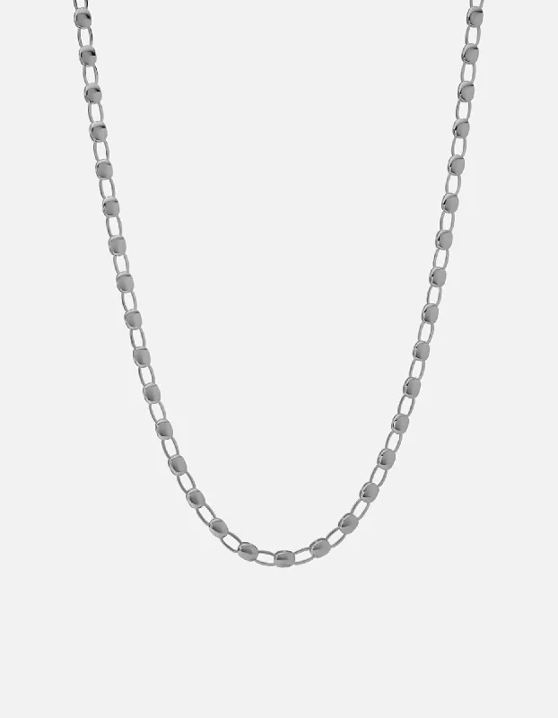 Raised-tier necklace-Ward Chain Necklace, Sterling Silver