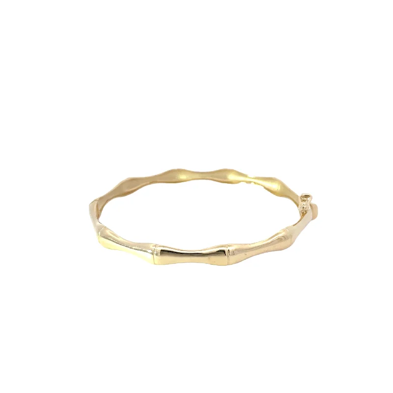 Raised-tier bracelet-Yellow Gold Bamboo Bangle Bracelet