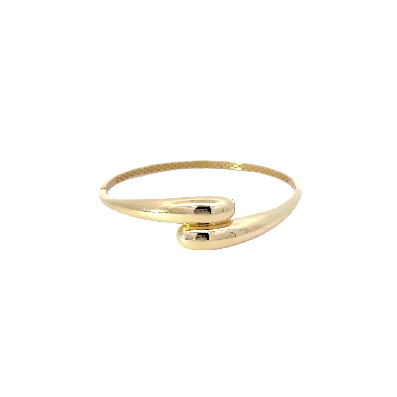 Worn-rim bracelet-Yellow Gold Bypass Bangle Bracelet