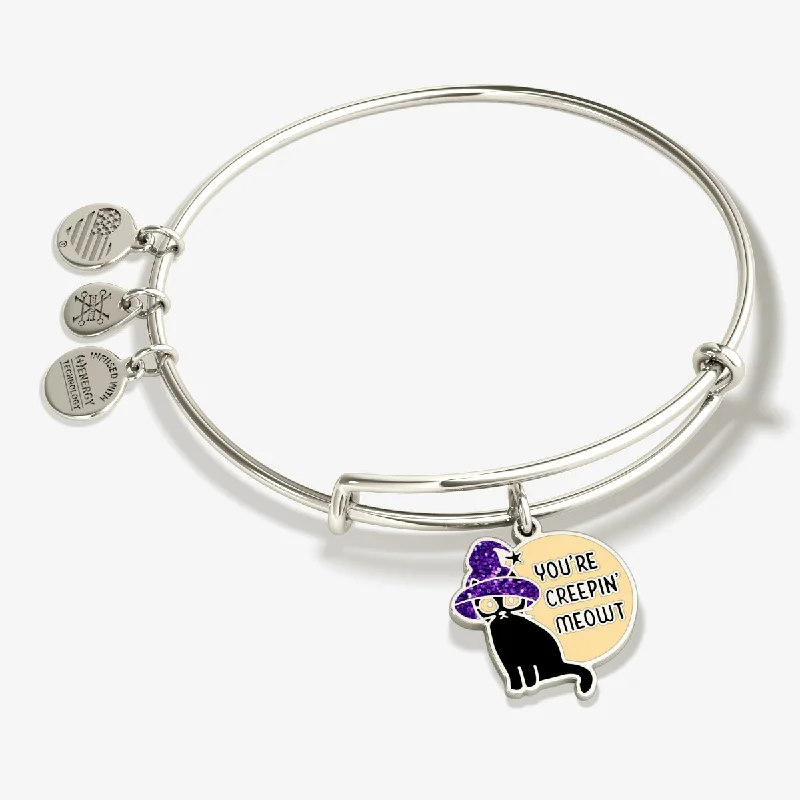 Linked knot bracelet-'You're Creepin' Meowt' Charm Bangle Bracelet