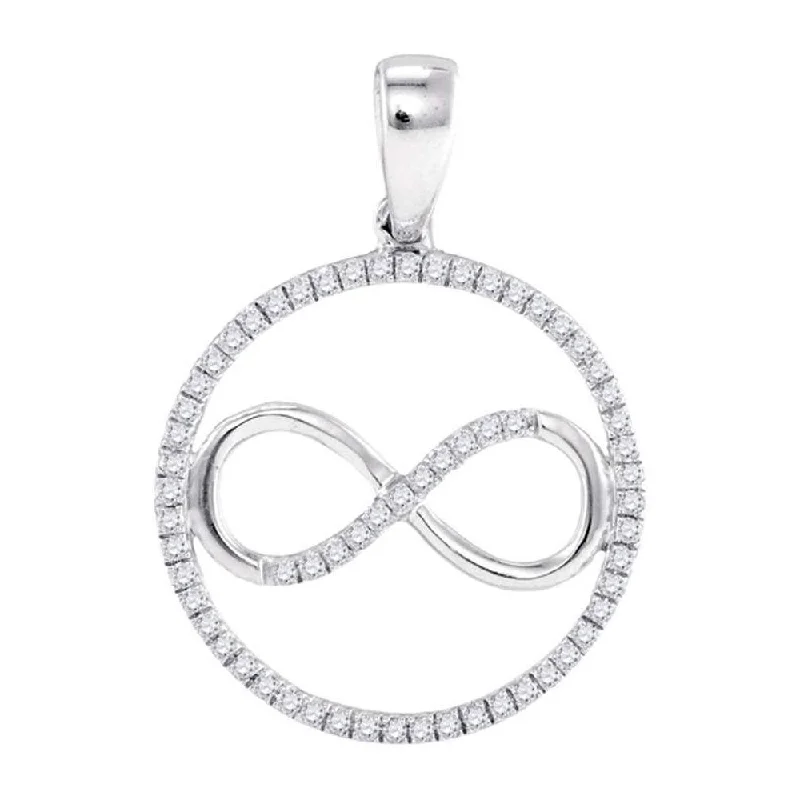 Classic ruby necklace-10kt White Gold Womens Round Diamond Infinity Circle Pendant 1/4 Cttw