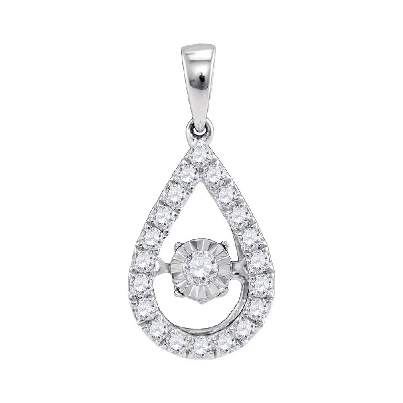 Open-horizon necklace-10kt White Gold Womens Round Diamond Solitaire Twinkle Moving Pendant 1/3 Cttw