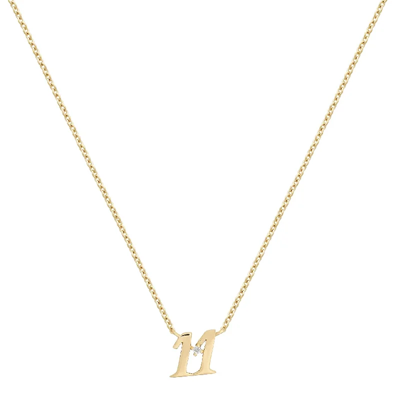 Crafted gold necklace-Petite 11 Numeral Necklace