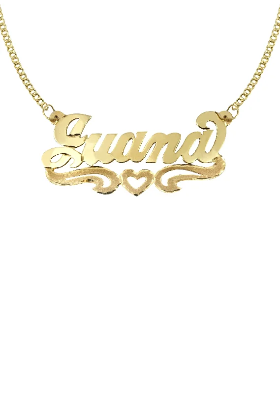 Fused-link necklace-14K Gold  Diamond Cut Heart Name Plate Necklace | Style #47