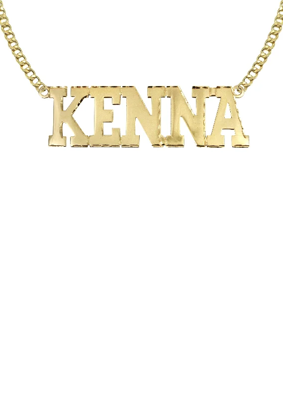 Arch motif necklace-14K Gold  Diamond Cut Name Plate Necklace | Style #46