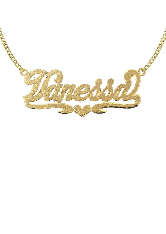 Rustic copper necklace-14K Gold  Diamond Cut Name Plate Necklace | Style #8