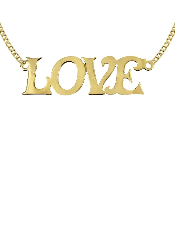 Retro chrysoprase necklace-14K Gold  Love Name Plate Necklace | Style #36