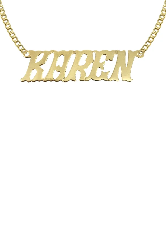 Assorted gem necklace-14K Gold  Name Plate Name Plate Necklace | Style #30