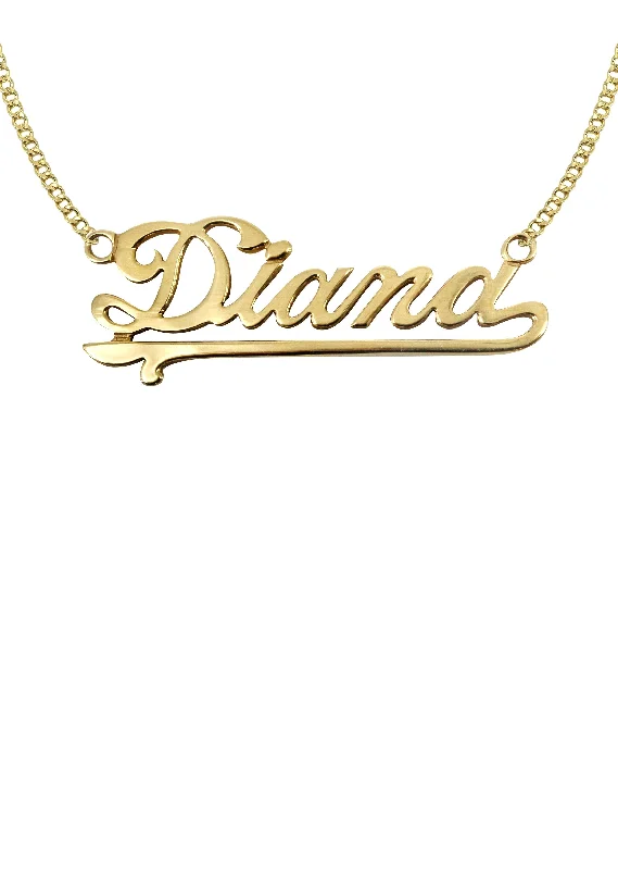 Engraved initial necklace-14K Gold  Plain Gold Name Plate Necklace | Style #32