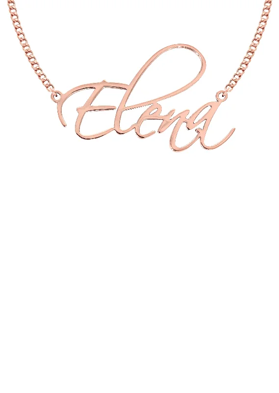 Layered tier necklace-14K Gold  Plain Rose Gold Name Plate Necklace | Style #45