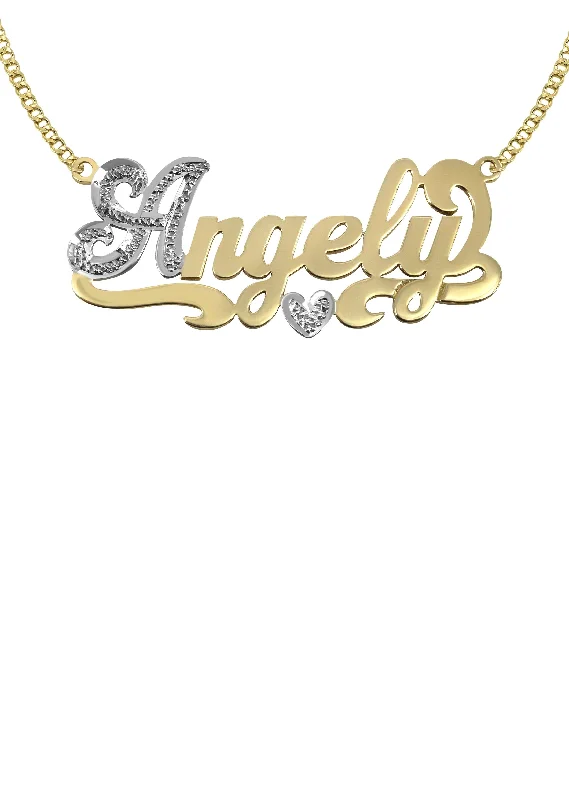 Stellar burst necklace-14K Gold  Two Tone Name Plate Necklace | Style #7