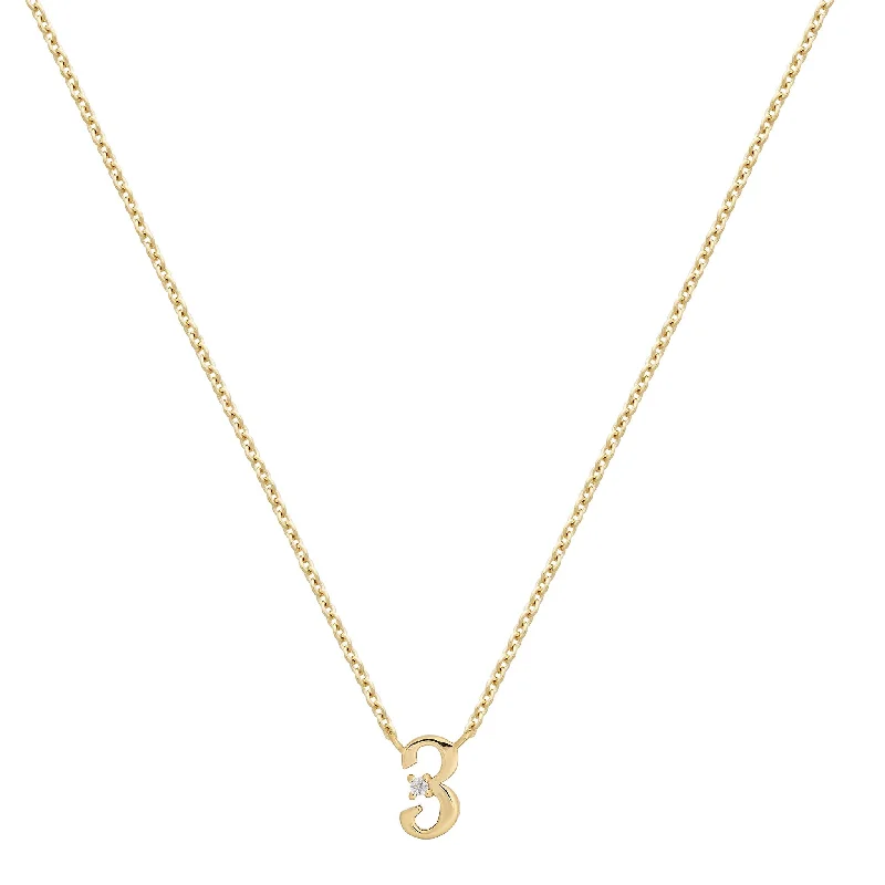 Thin diamond necklace-Petite 3 Numeral Necklace