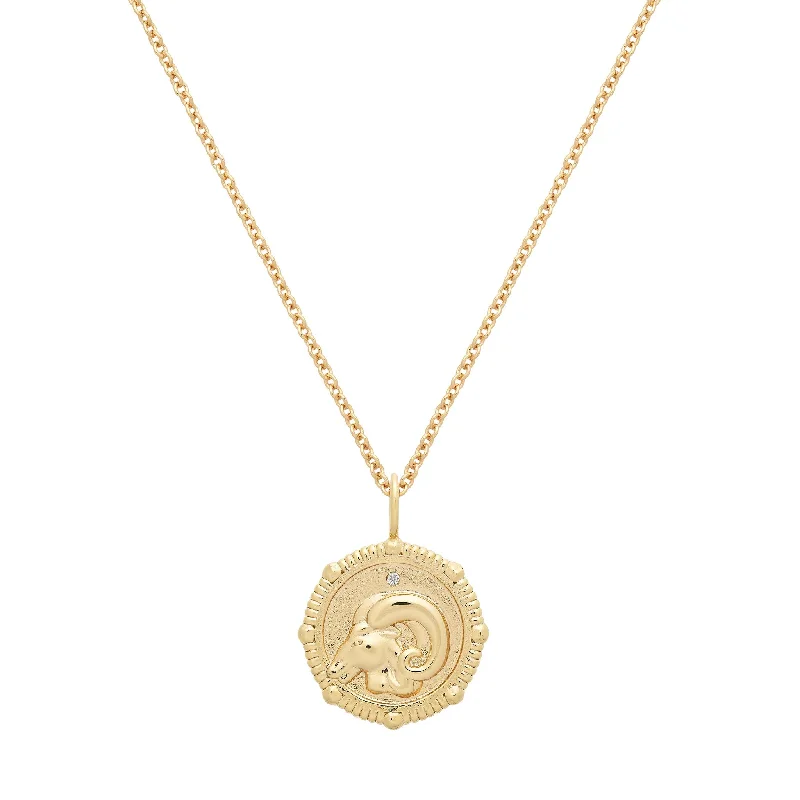 Folk grooved necklace-Aries Zodiac Necklace