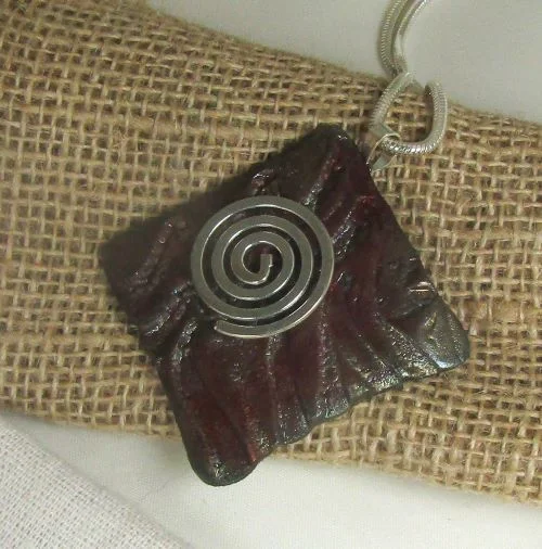 Parted-tier necklace-Artisan Multi-luster Raku Handmade Ceramic Pendant Necklace