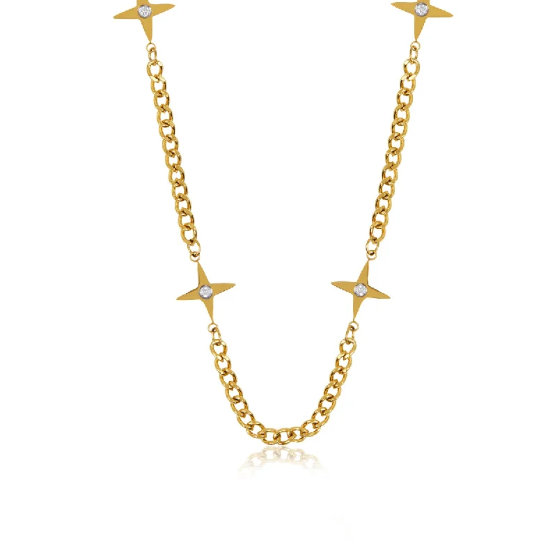 Ragged edge necklace-Four Point Necklace - Gold