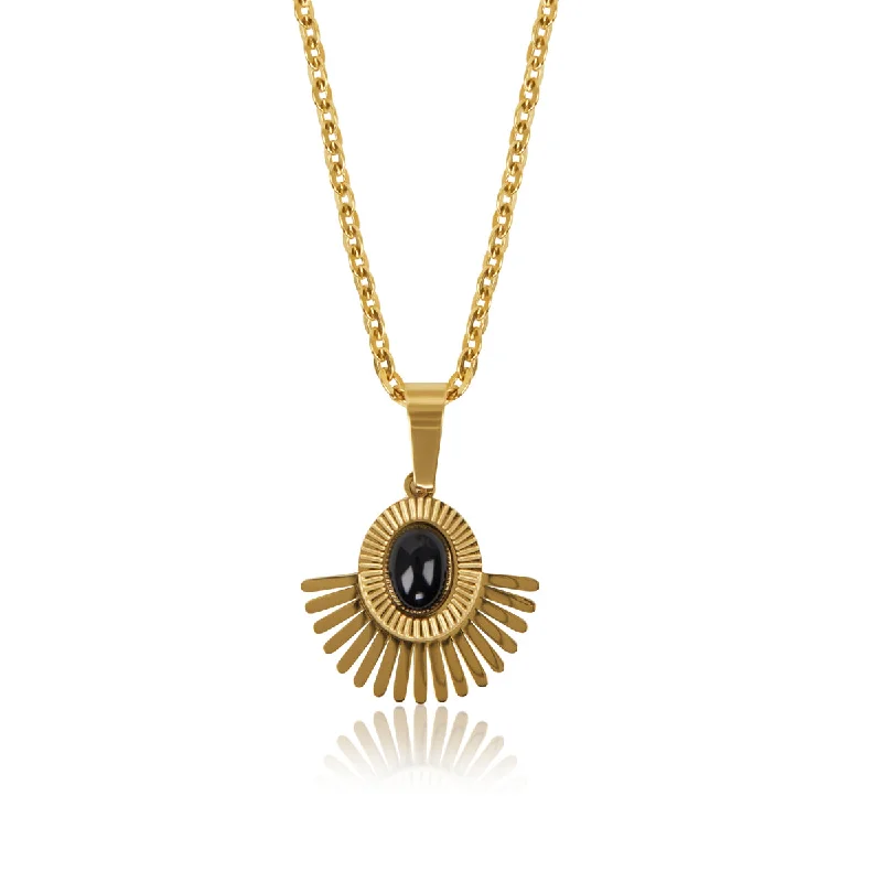 Crest motif necklace-Selma Necklace - Gold