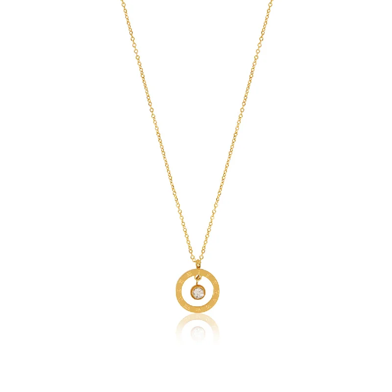 Buried necklace-Alea Numeral Stone Necklace - Gold