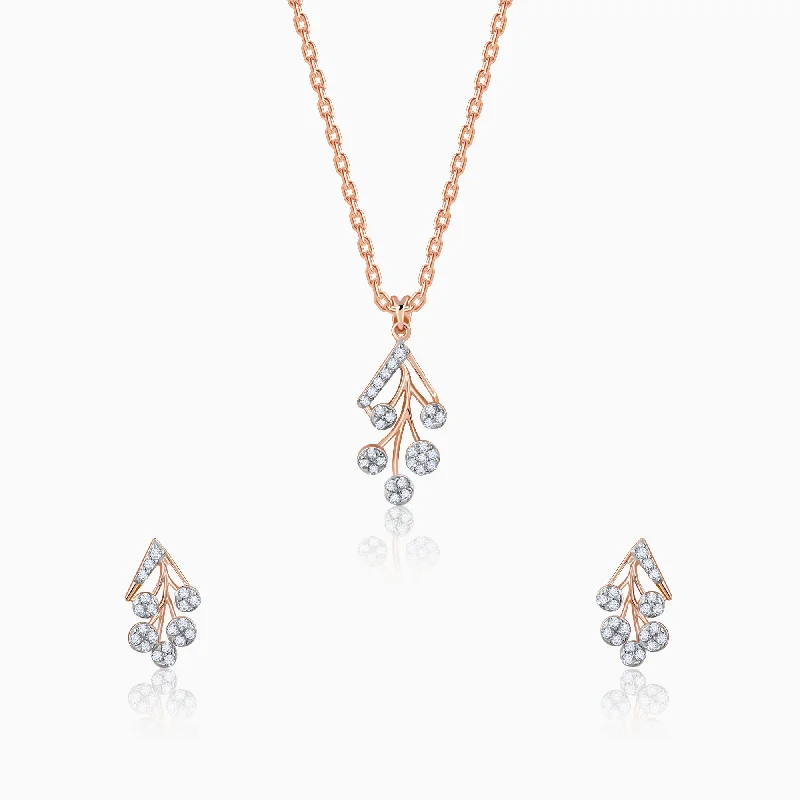 Natural sapphire necklace-Rose Gold Cluster Diamond Set