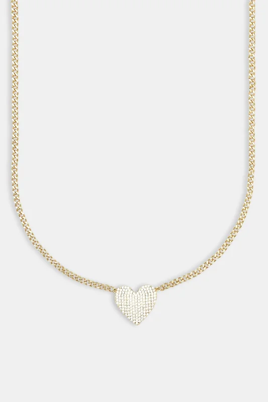 Parted-tier necklace-Iced Heart Necklace - Gold