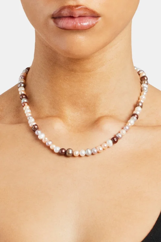 Rounded stone necklace-Multi Pink Bead Freshwater Pearl Necklace