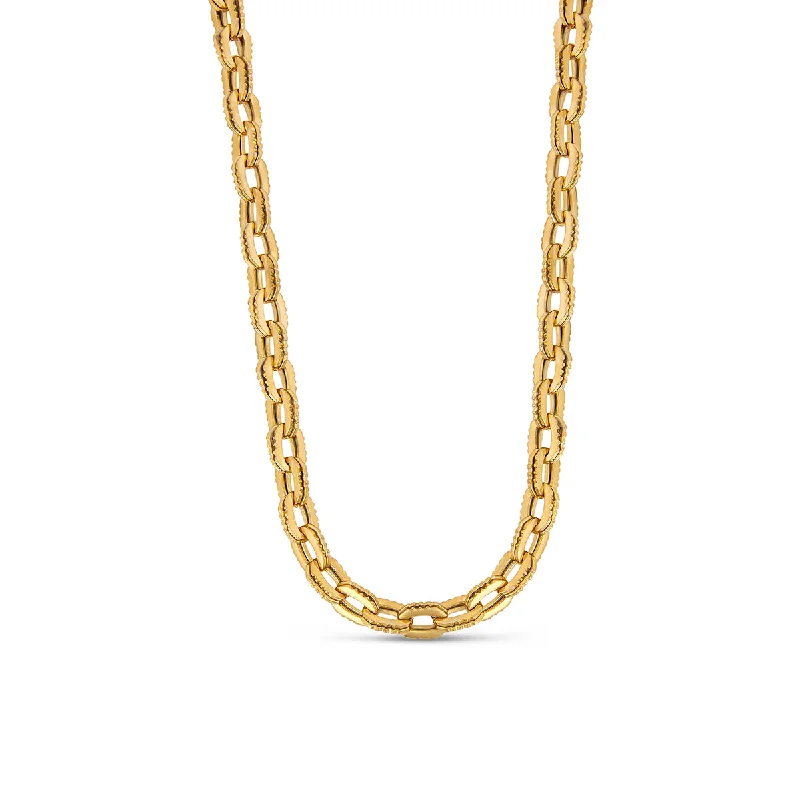 Ruffled rim necklace-Camden Chunky Link Necklace - Gold