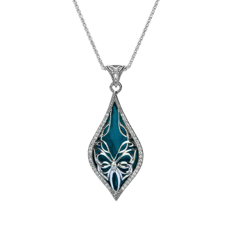 Slack coil necklace-Silver Cocooned Butterfly Enamel Pendant Small