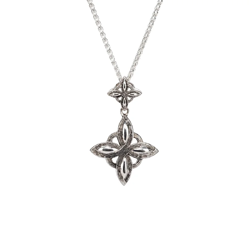 Hovering stone necklace-Silver Double Star Celestial Pendant